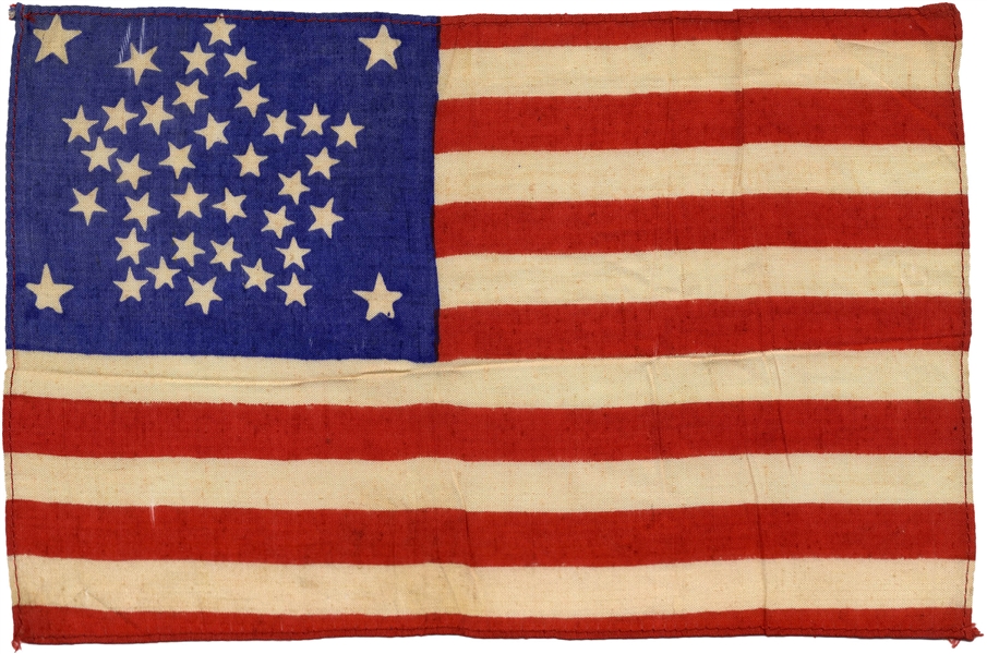 Beautiful 39-Star Colorado Flag Measuring 9.5'' x 6.25'' -- Taken to World War I